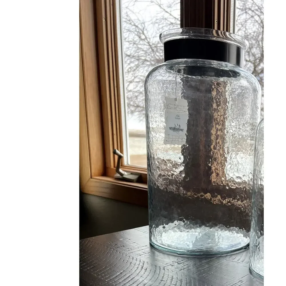 Lukasvale Large Vase, Clear Hammered Antiqued pewter-tone, NWT